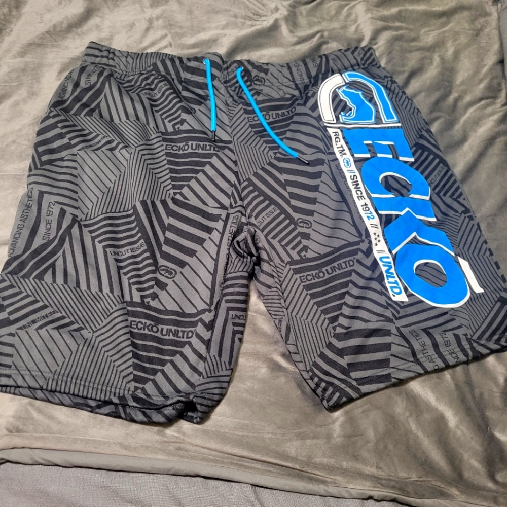 Ecko Unltd Shorts Mens 5XL Gray Blue Sweats Joggers Athletic Workout Gym Lounge